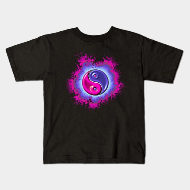 pink yin yang fire design Kids T-Shirt by DrewskiDesignz